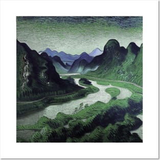 Li River painting, Vincent van Gogh style, oil on canvas Posters and Art